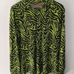 Wrangler Green Zebra Sparkle Women's Shirt Sz L
